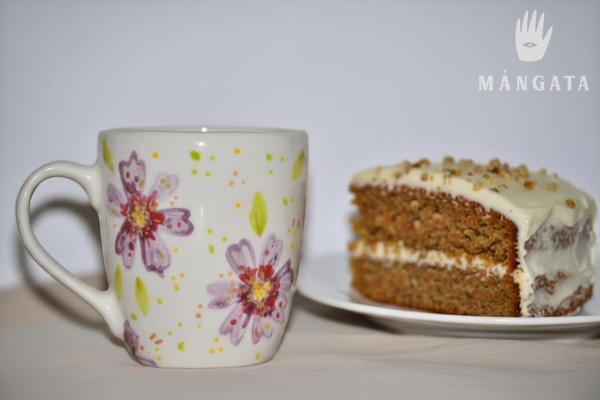 taza ceramica floreada